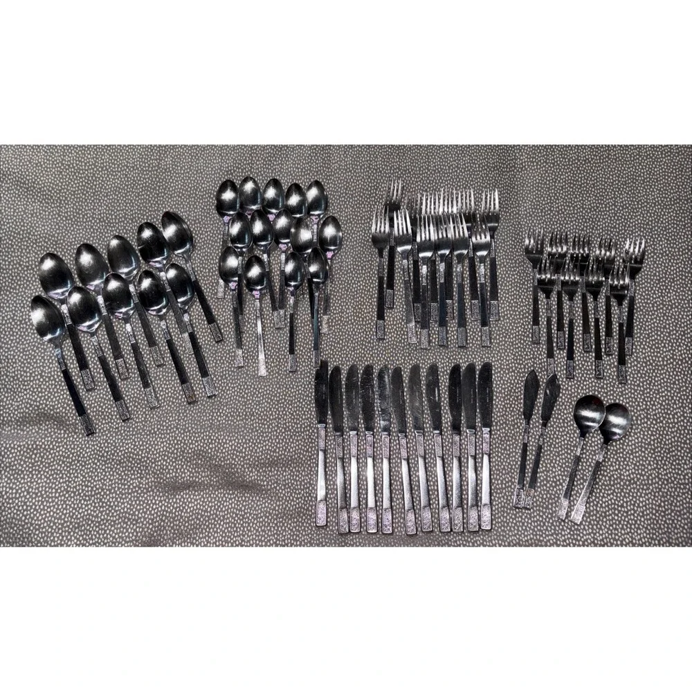 60 Stanley Roberts Rogers SRB115 Stainless Flatware Korea Knives Spoons Forks